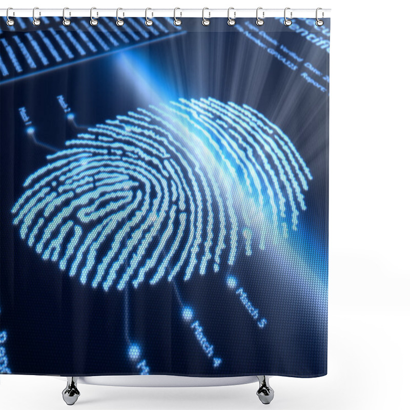 Personality  Fingerprint On Pixellated Screen Shower Curtains