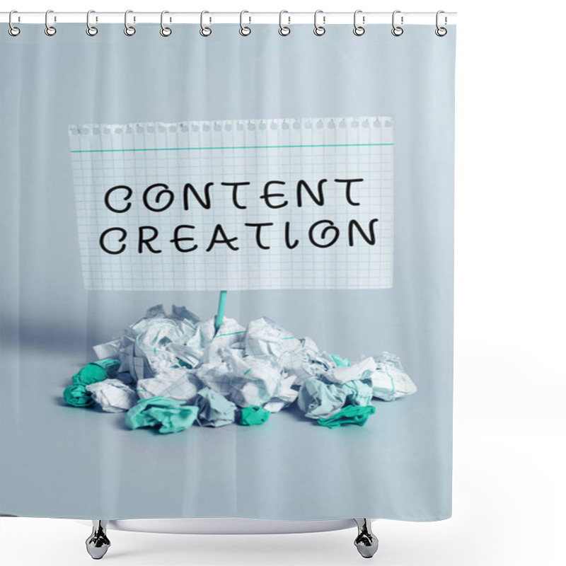 Personality  Conceptual Display Content Creation, Business Idea Contribution Of Information To Any Digital Media Shower Curtains