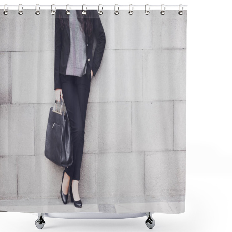 Personality  Woman Walking In The City. Shower Curtains