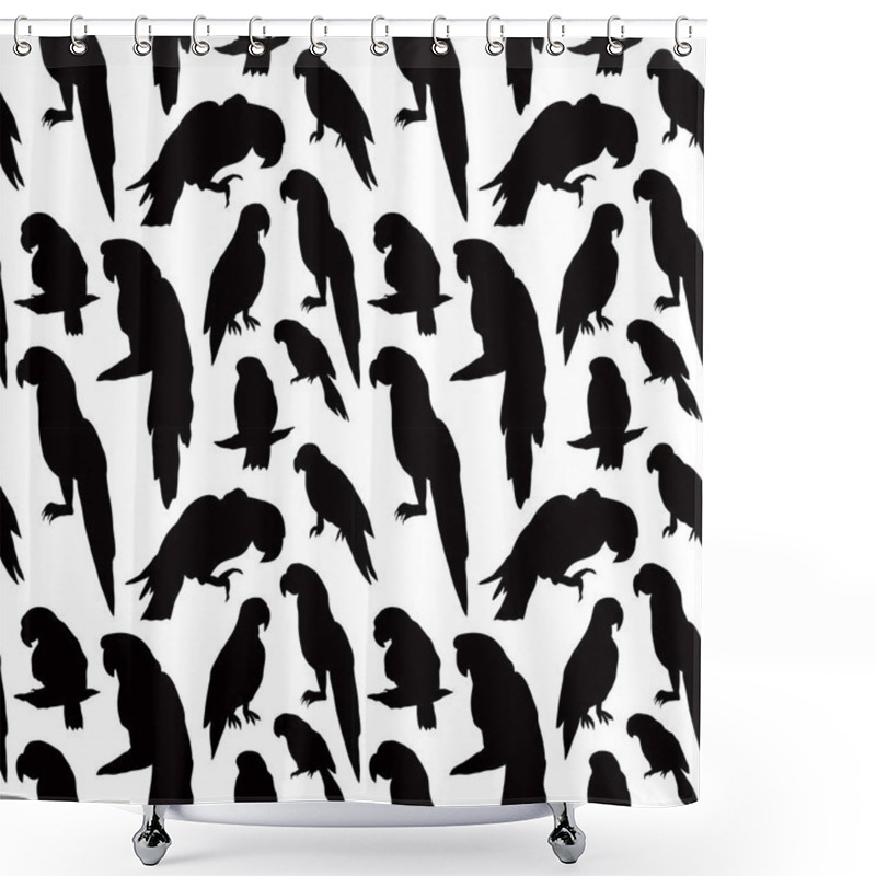 Personality  Seamless Tropical Pattern With Parrot Bird Silhouette. Shower Curtains