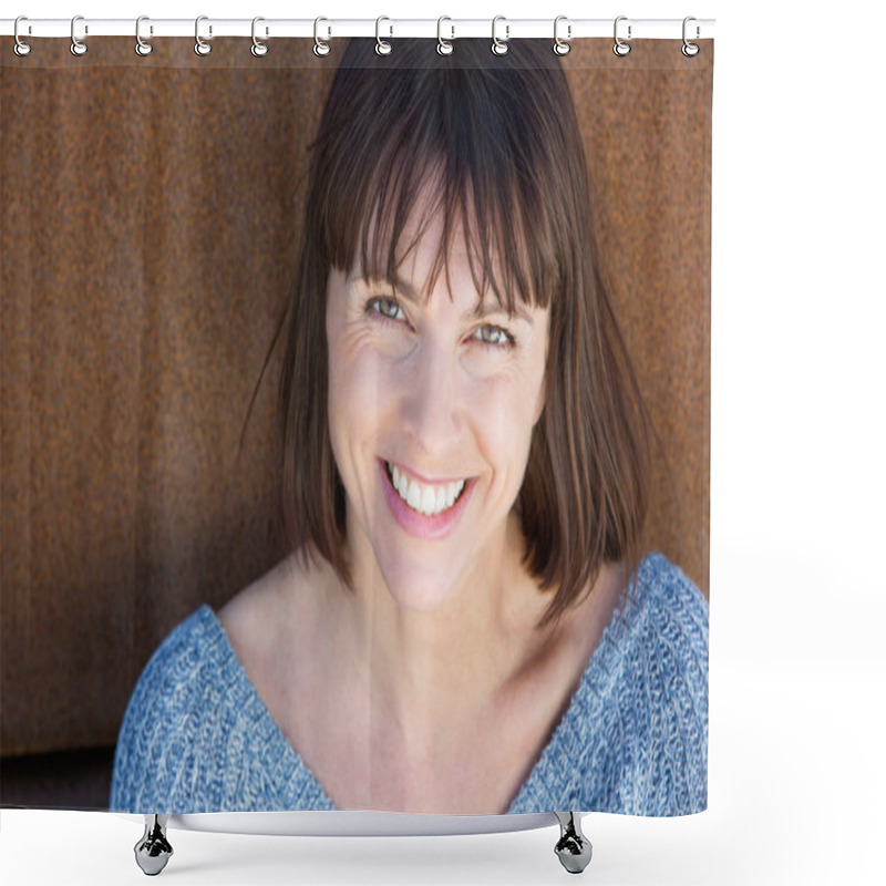 Personality  Smiling Middle Aged Woman Shower Curtains