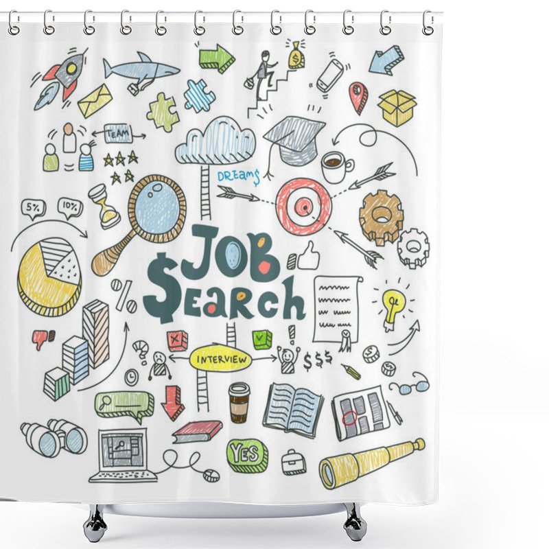 Personality  Concept Of Job Search Doodle Shower Curtains