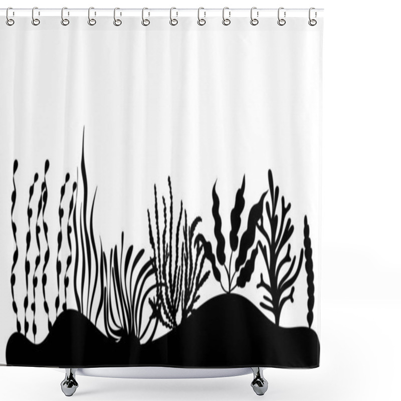 Personality  Seaweed Silhouette ,on White Background, Vector Shower Curtains