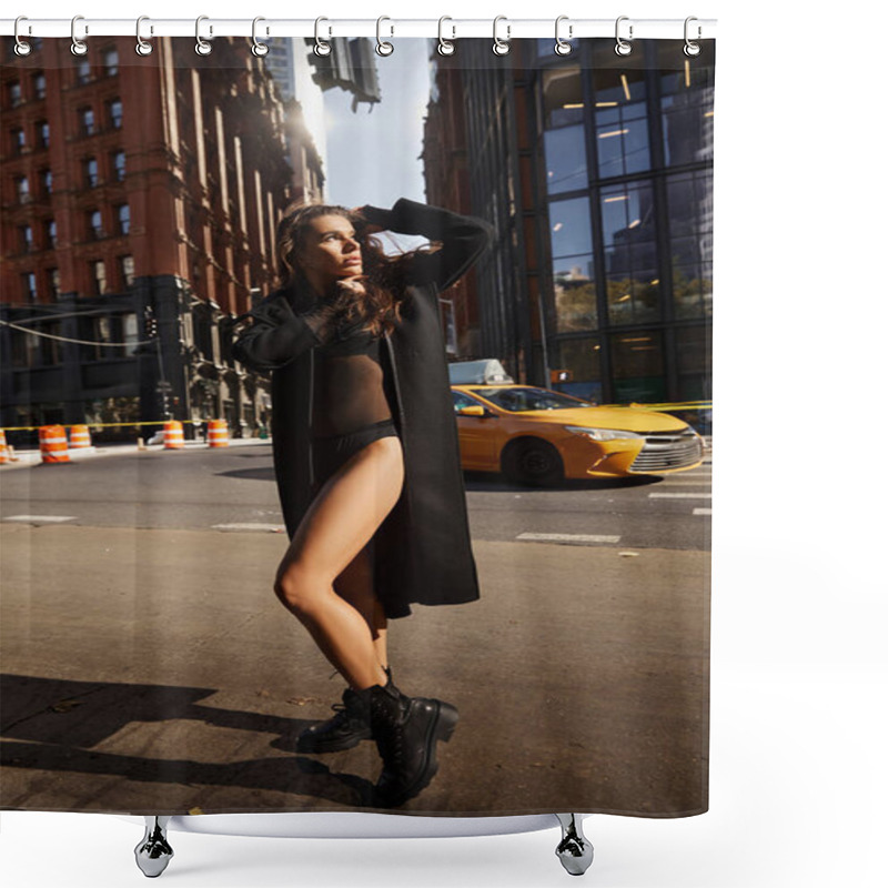 Personality  A Young Woman Dances In The Streets Of New York City, Her Movements Fluid And Graceful. Shower Curtains