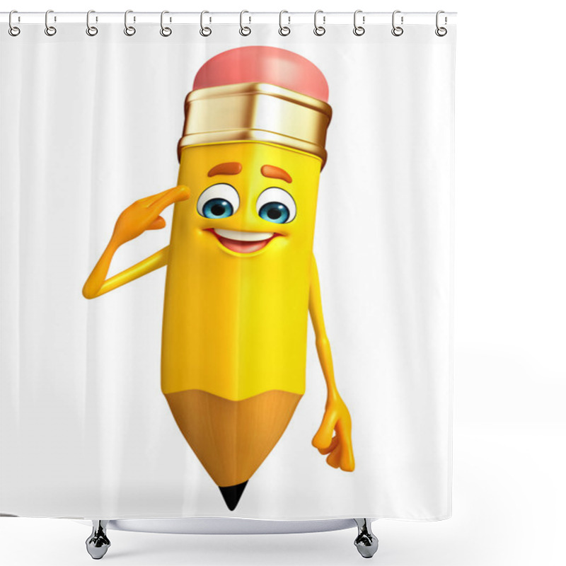 Personality  Pencil Character Is Salute Pose Shower Curtains