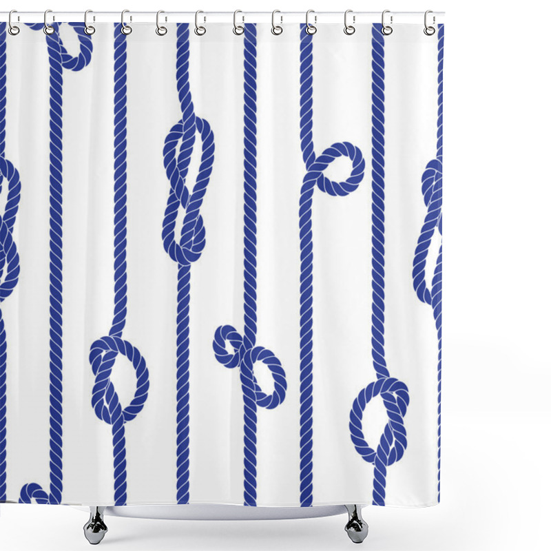 Personality  Vertical Marine Rope With Knots Seamless Vector Pattern Shower Curtains