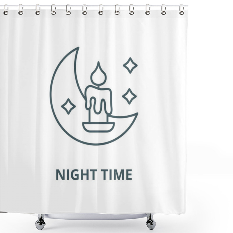 Personality  Night Time Vector Line Icon, Linear Concept, Outline Sign, Symbol Shower Curtains