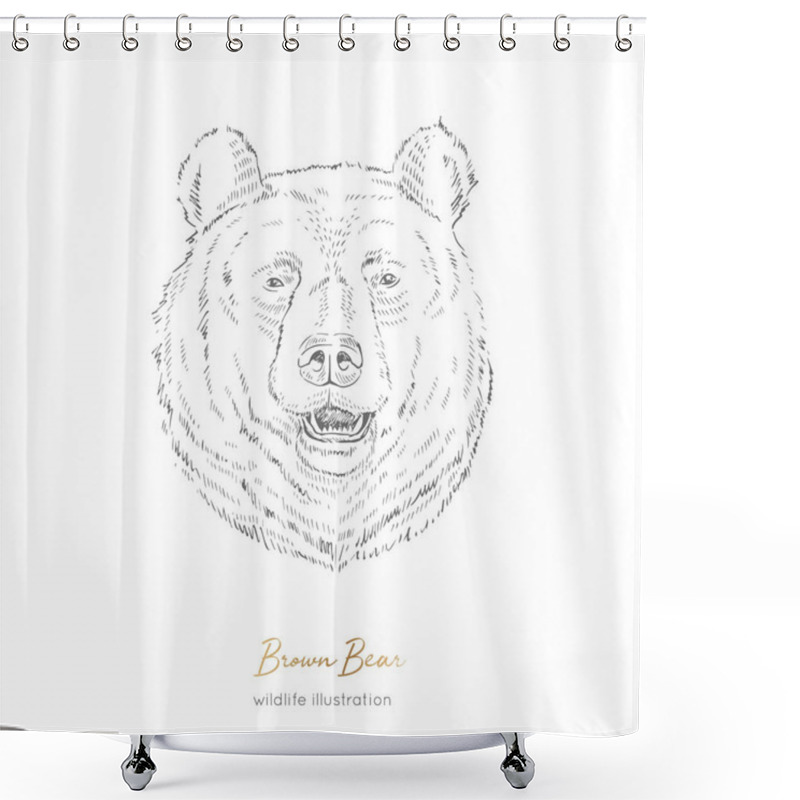 Personality  Vector Portrait Illustration Of Browm Bear Forest Animal Shower Curtains