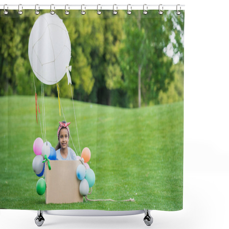 Personality  Girl In Hot Air Balloon Shower Curtains