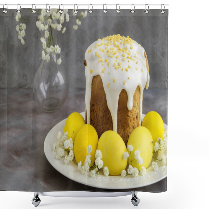 Personality  Easter Food. Easter Cakes And Painted Eggs. Shower Curtains