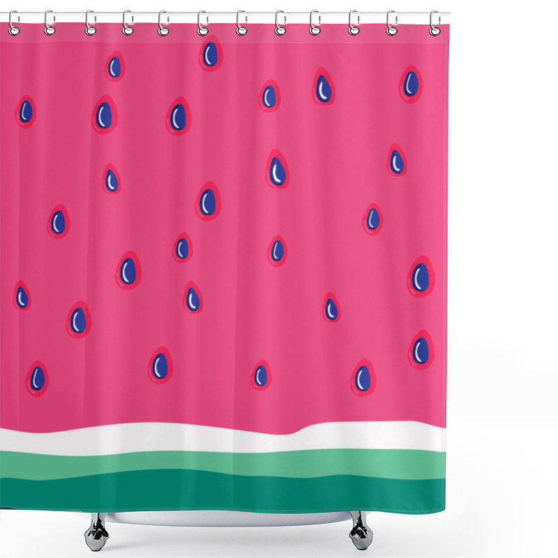 Personality  Watermelon Vector Pattern Background Of Red Watermelon Flesh With Black Seeds. Hand Drawn Watermelon Square. Simple And Beautiful Abstract Pattern. Vector Texture Shower Curtains