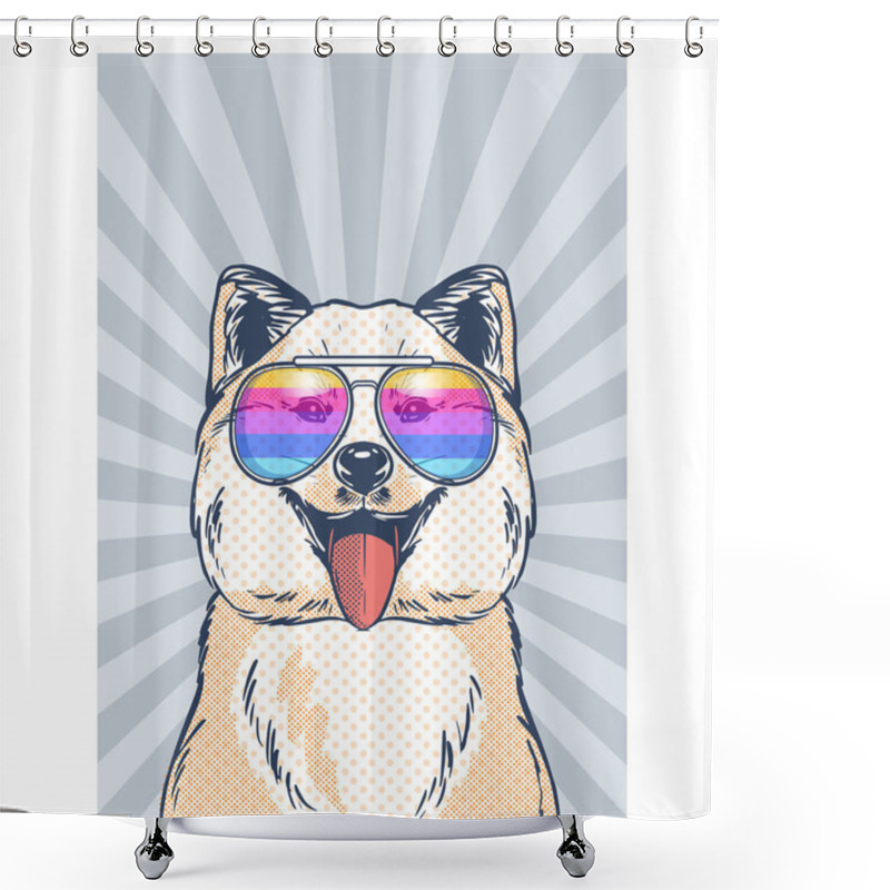 Personality  Adorable Dog Sporting Glasses: A Playful And Amusing Portrait Shower Curtains