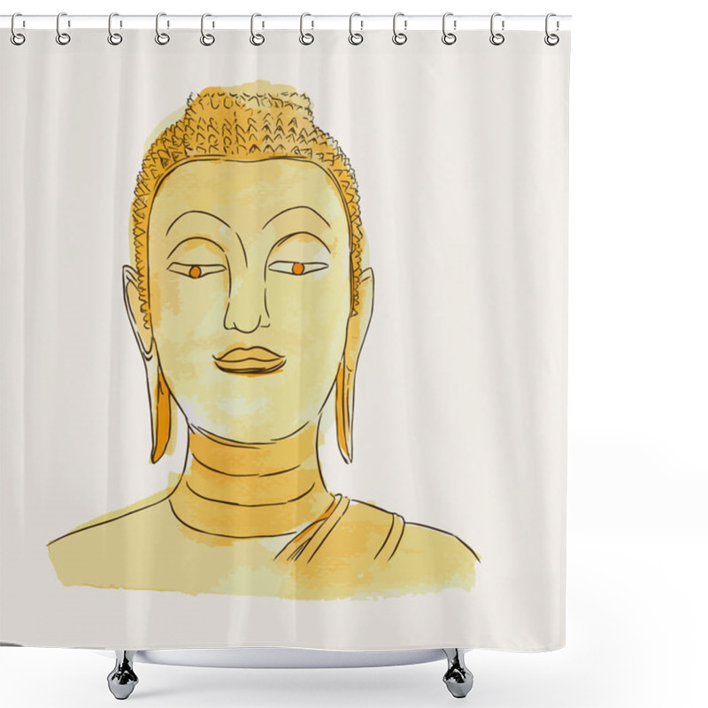 Personality  Thai Culture Concept With Buddha , Hand Drawb Sketch Line Art Ve Shower Curtains