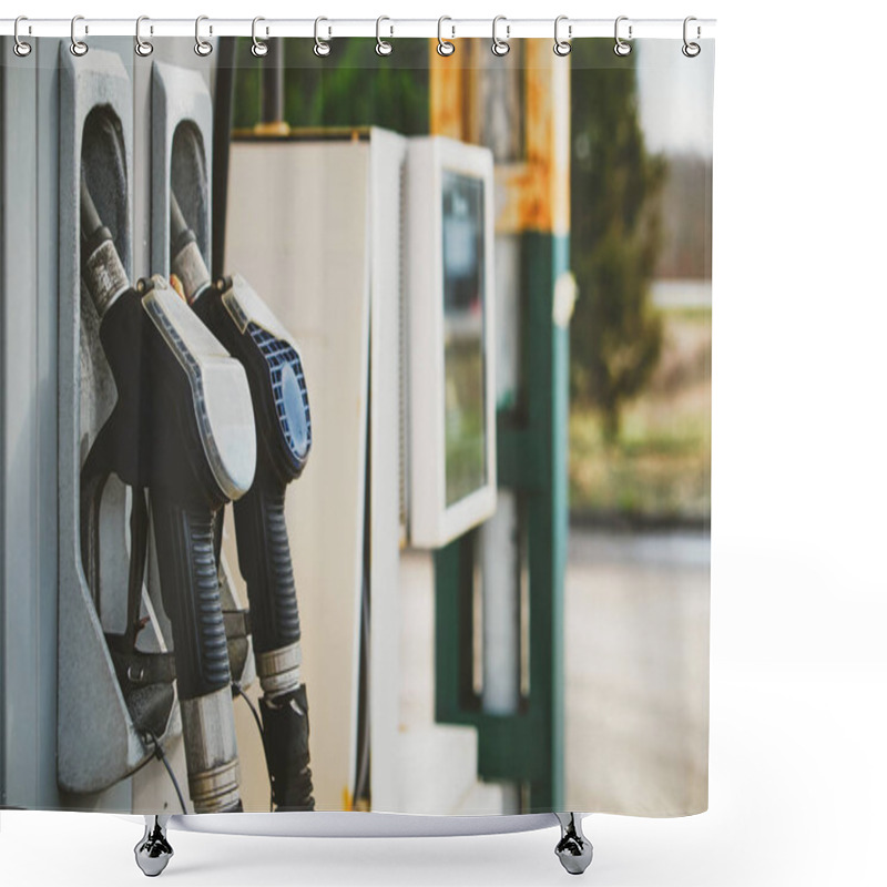 Personality  Petrol Pump In Petrol Station Shower Curtains