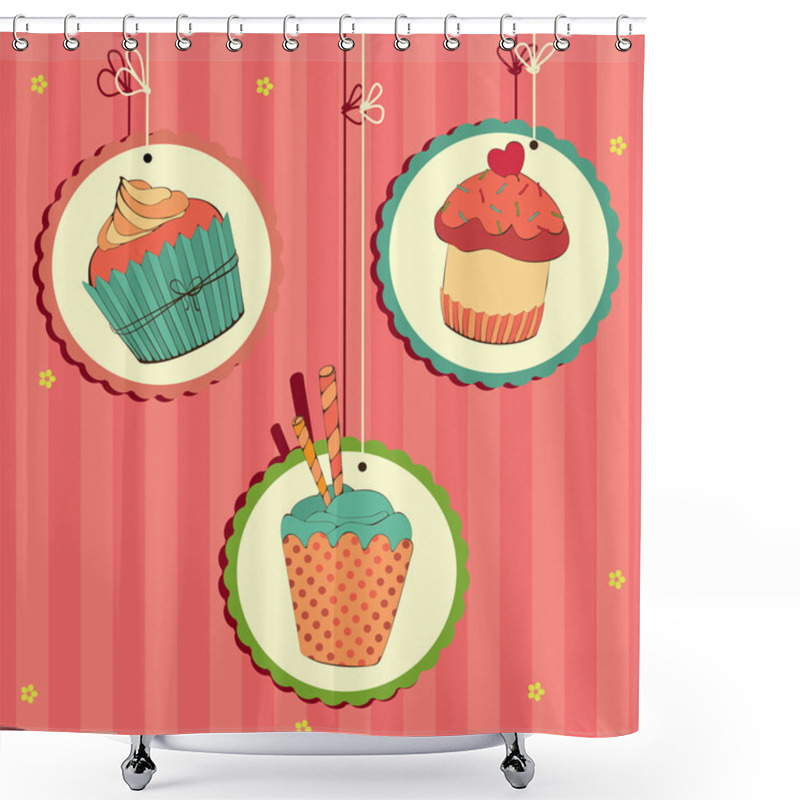 Personality  Cute Retro Cupcake Shower Curtains