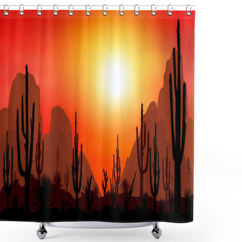 Personality  Stony Desert With Cacti 1 Shower Curtains