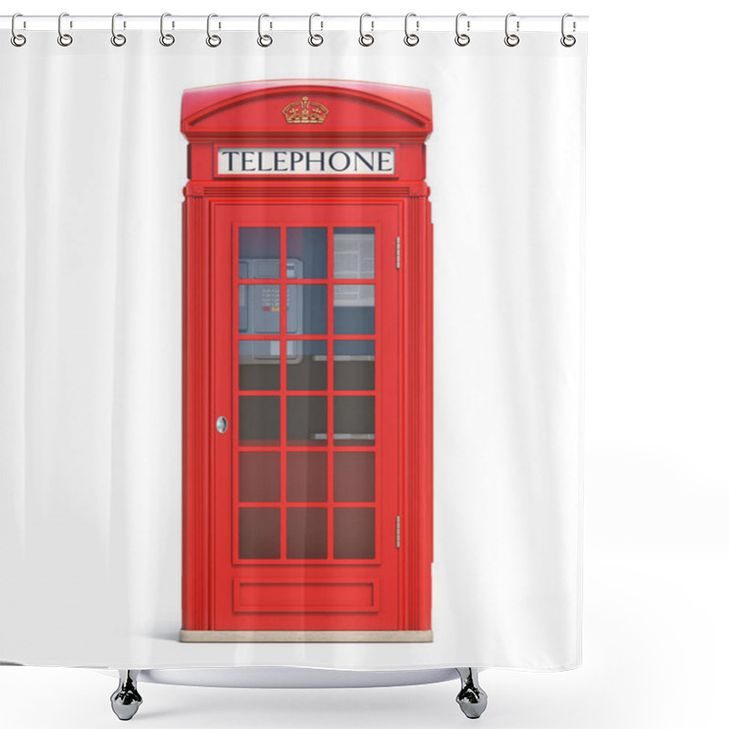 Personality  Red Phone Booth. London, British And English Symbol. 3d Illustration Shower Curtains