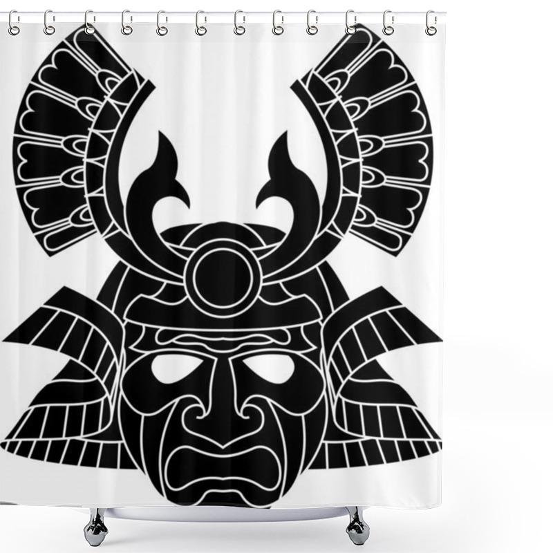 Personality  Monochrome Samurai Mask Shower Curtains