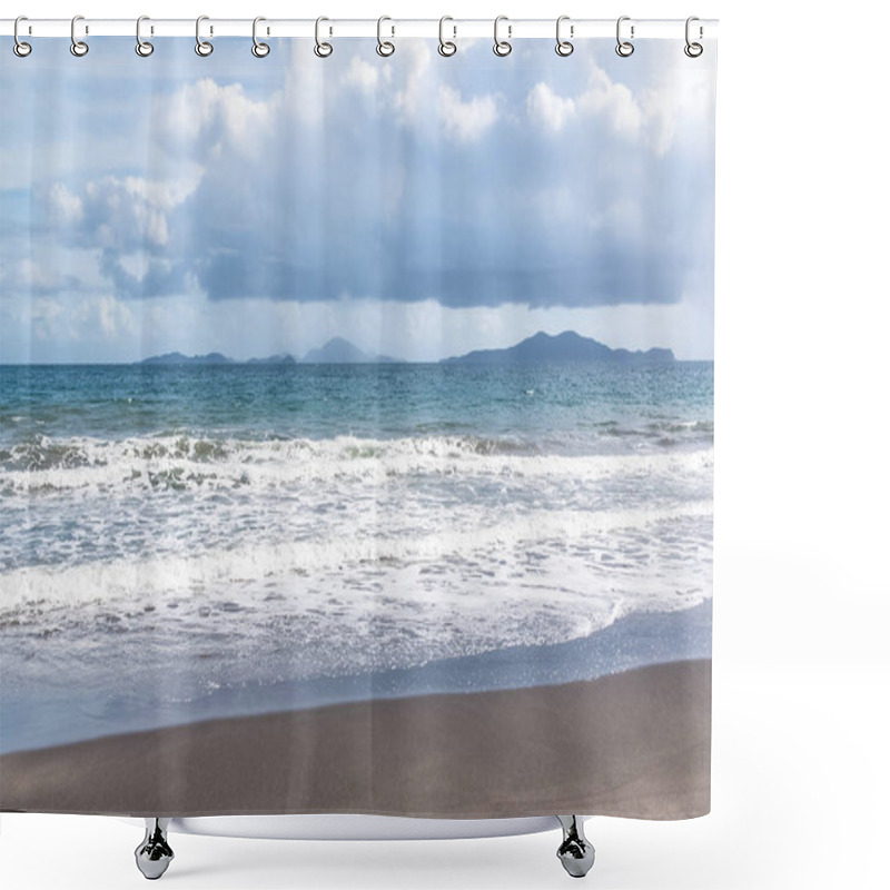 Personality      Basse Terre In Guadeloupe, Panorama Of A Beach With The Beautiful Saintes Islands In Background  Shower Curtains