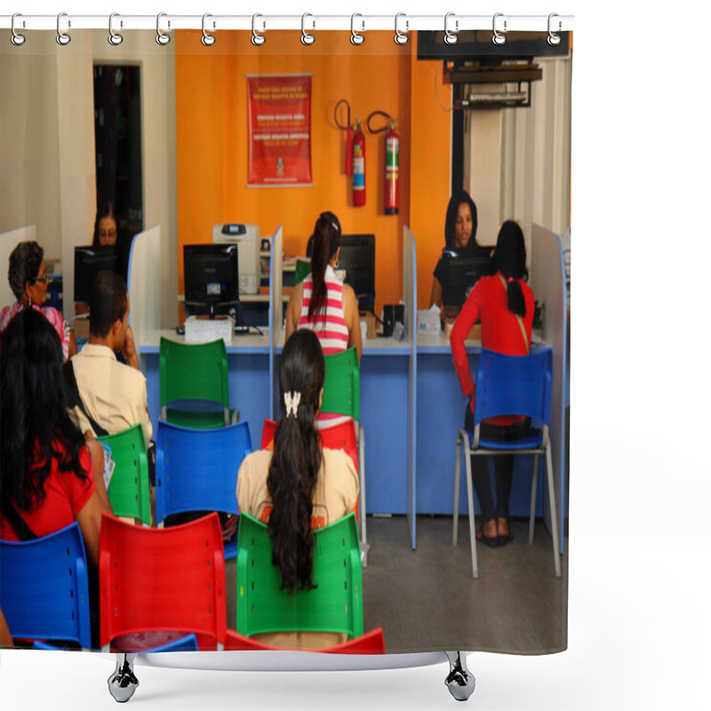 Personality  Vitoria Da Conquista, Bahia, Brazil - October 31, 2011: People Are Seen While Attending The Registration Service In The Bolsa Familia Program In The City Of Vitoria Da Conquista. Shower Curtains