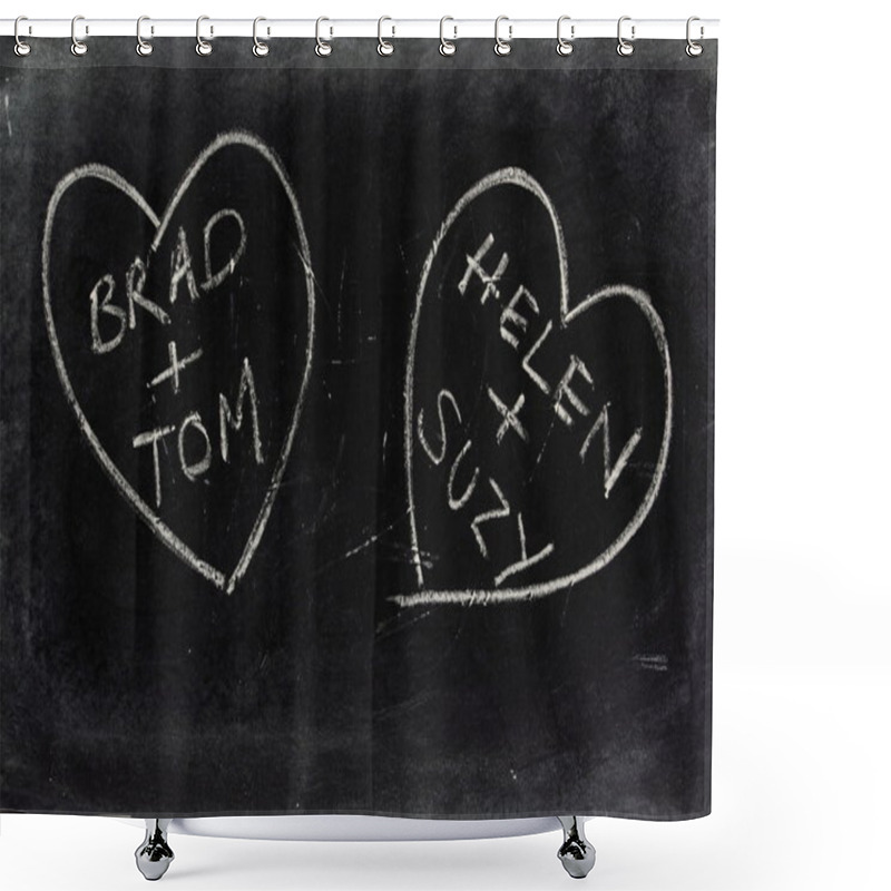 Personality  Gay Love Hearts On A Blackboard Shower Curtains