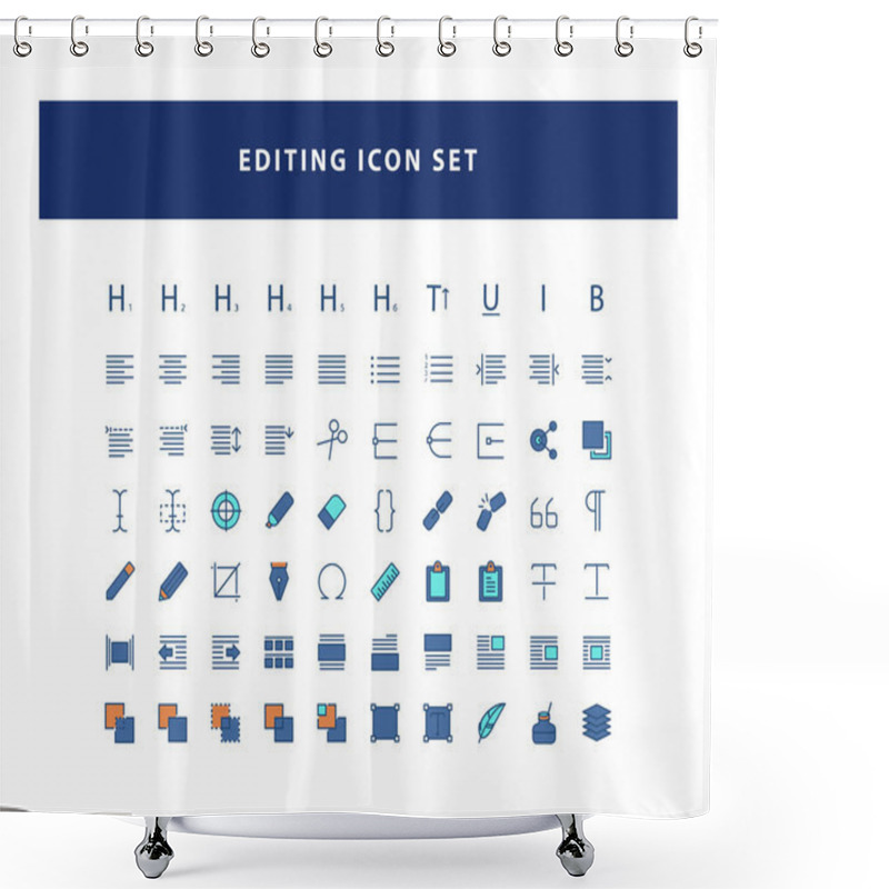 Personality  Set Of Editing Design Icon With Filled Outline Style Design Vector Shower Curtains