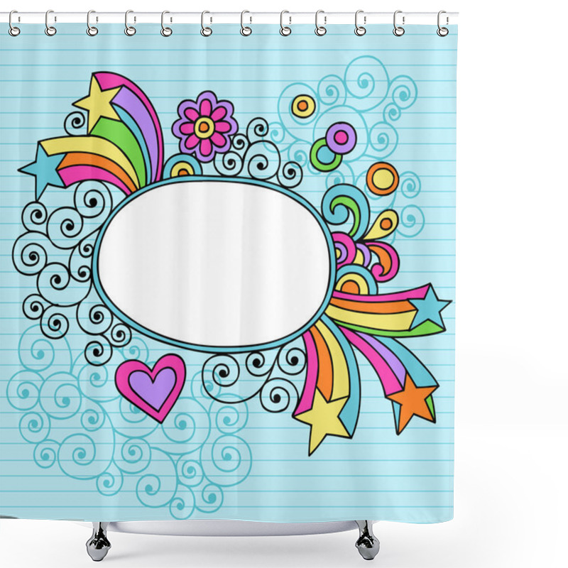 Personality  Oval Picture Frame Groovy Psychedelic Doodles Vector Design Shower Curtains