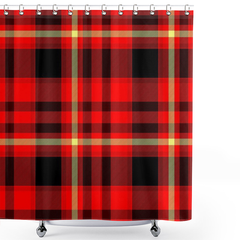 Personality  Red Black Yellow Checkered Diamond Tartan Plaid Seamless Pattern Texture Shower Curtains