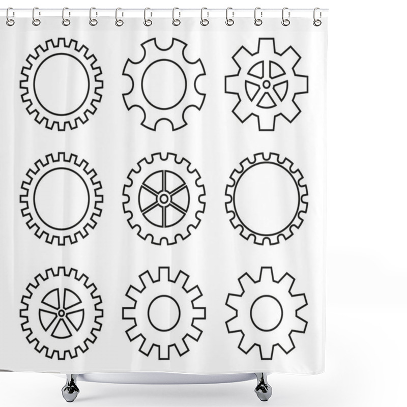 Personality  Icons Of Gear Wheel Shower Curtains