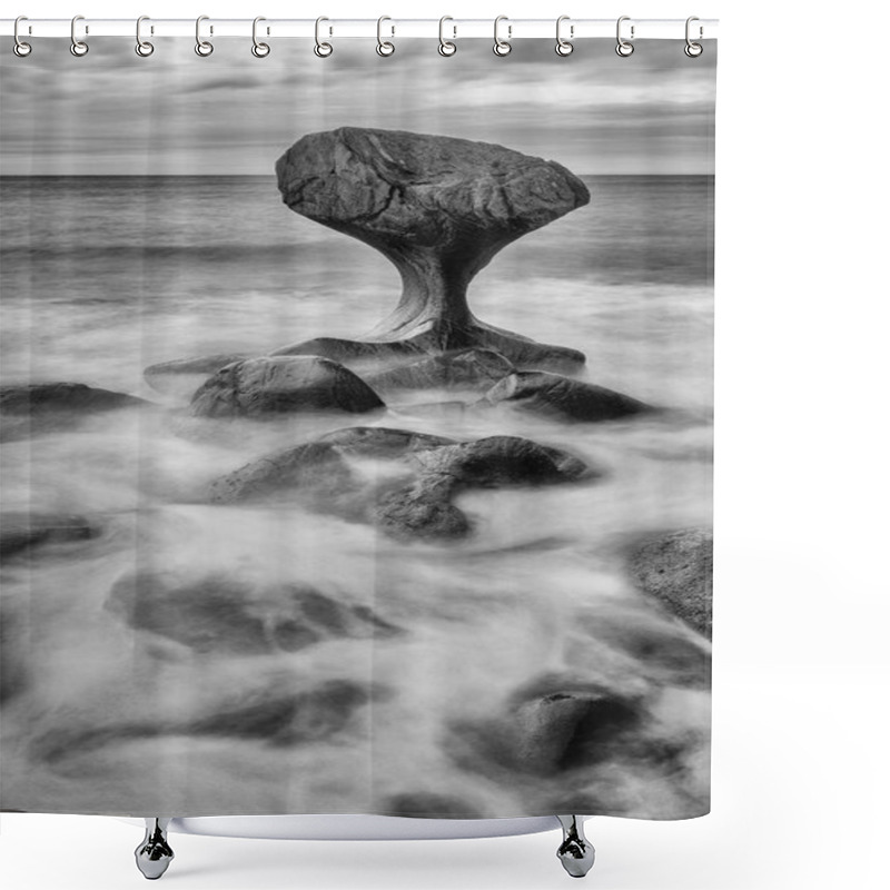 Personality  Rock Formation Near Shore  Shower Curtains