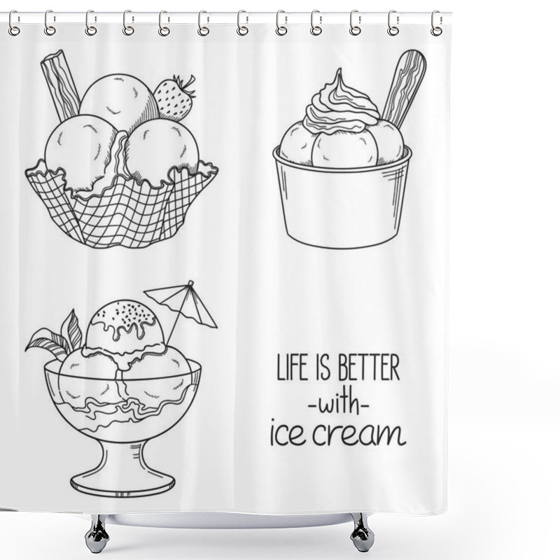 Personality  Ice Cream Served In Bowls Shower Curtains