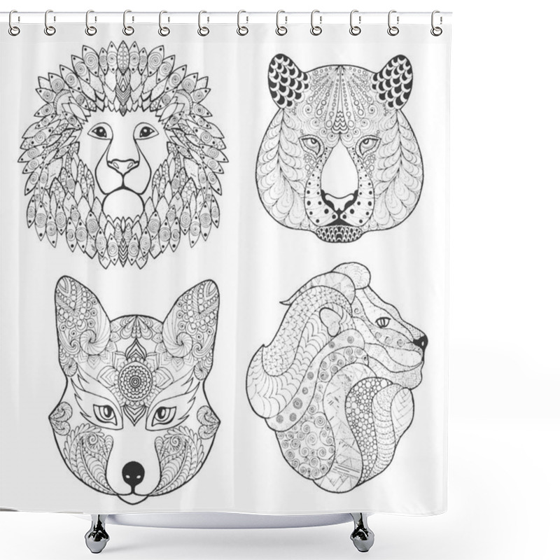 Personality  Set Of Animal Heads. Shower Curtains