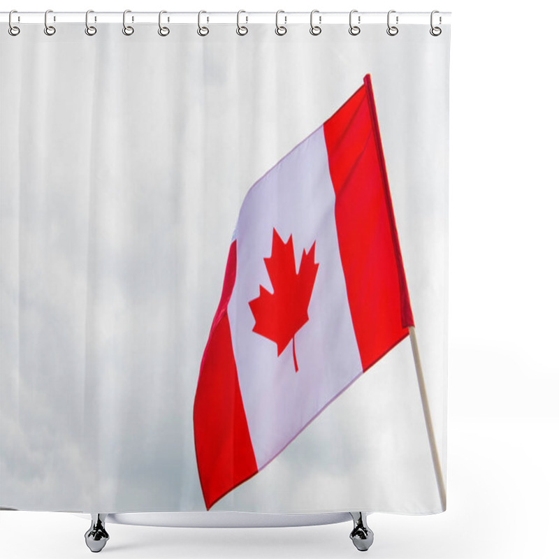 Personality  Flag Of Canada With Maple Leaf Against Cloudy Sky  Shower Curtains