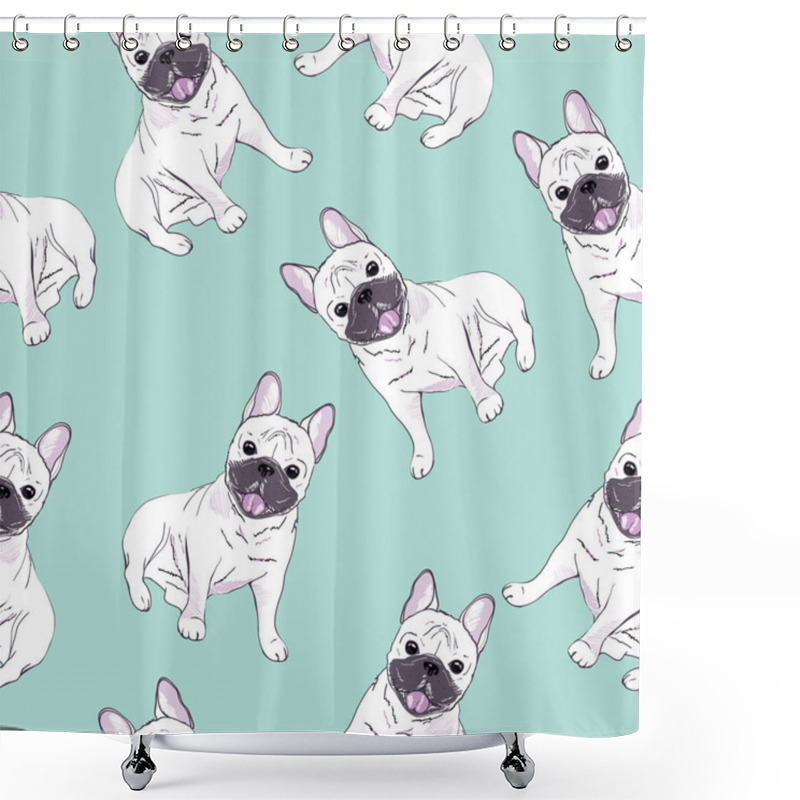 Personality  Bulldogs Seamless Pattern Shower Curtains