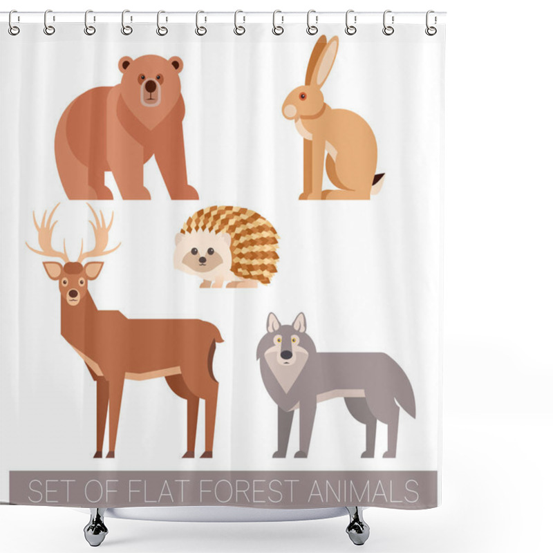 Personality  Set Of Flat Forest Animals Shower Curtains