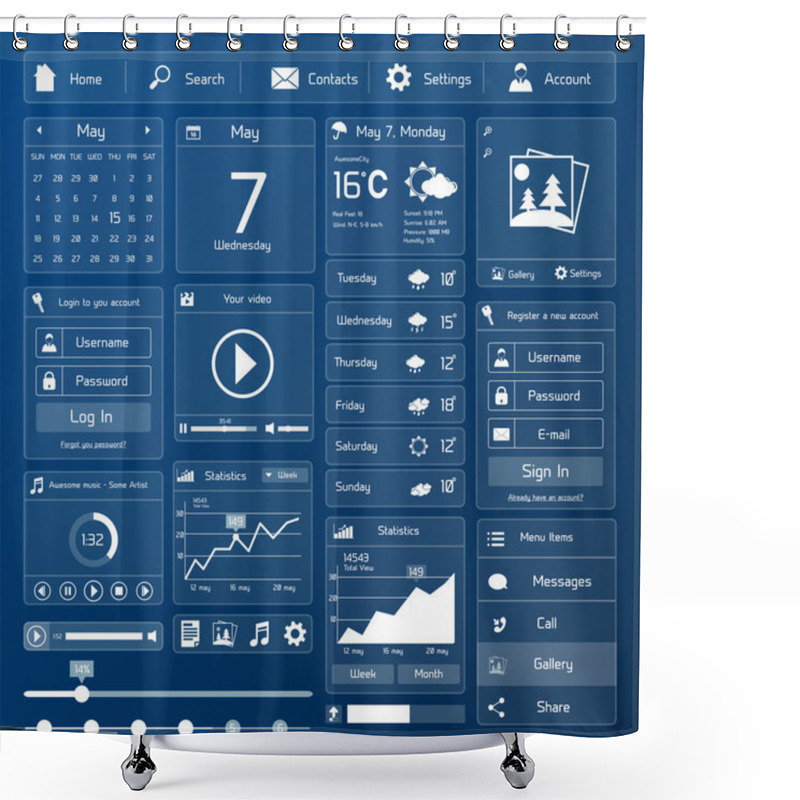 Personality  Flat User Interface Template Shower Curtains