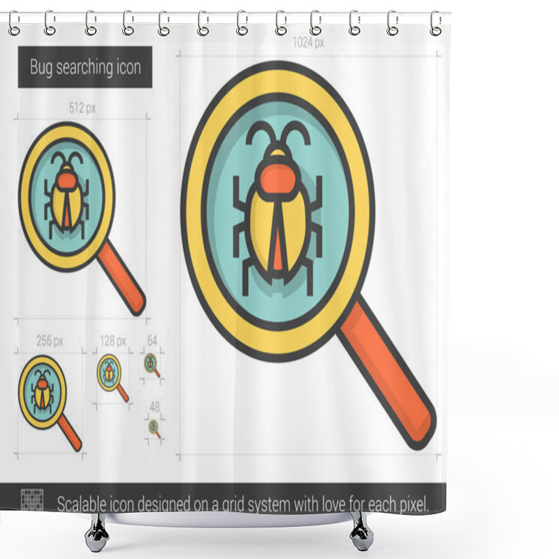 Personality  Bug Searching Line Icon. Shower Curtains