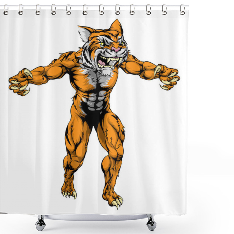 Personality  Tiger Scary Sports Mascot Shower Curtains