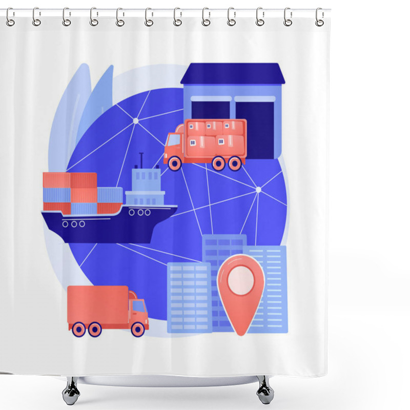 Personality  Blockchain In Transport Technology Abstract Concept Vector Illustration. Shower Curtains