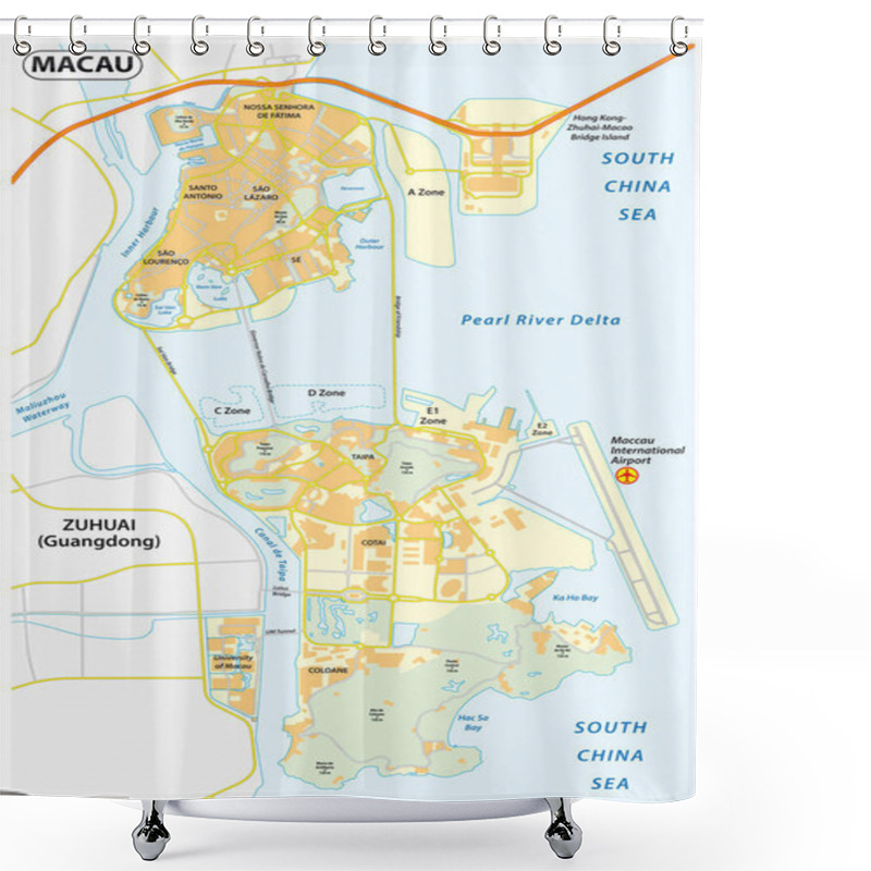 Personality  Vector Map Of Macao People S Republic Of China Special Administrative Region Shower Curtains