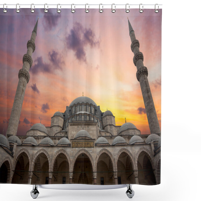 Personality  Amazing Sunrise Over Blue Mosque, Beautiful Sky And Architecture Shower Curtains