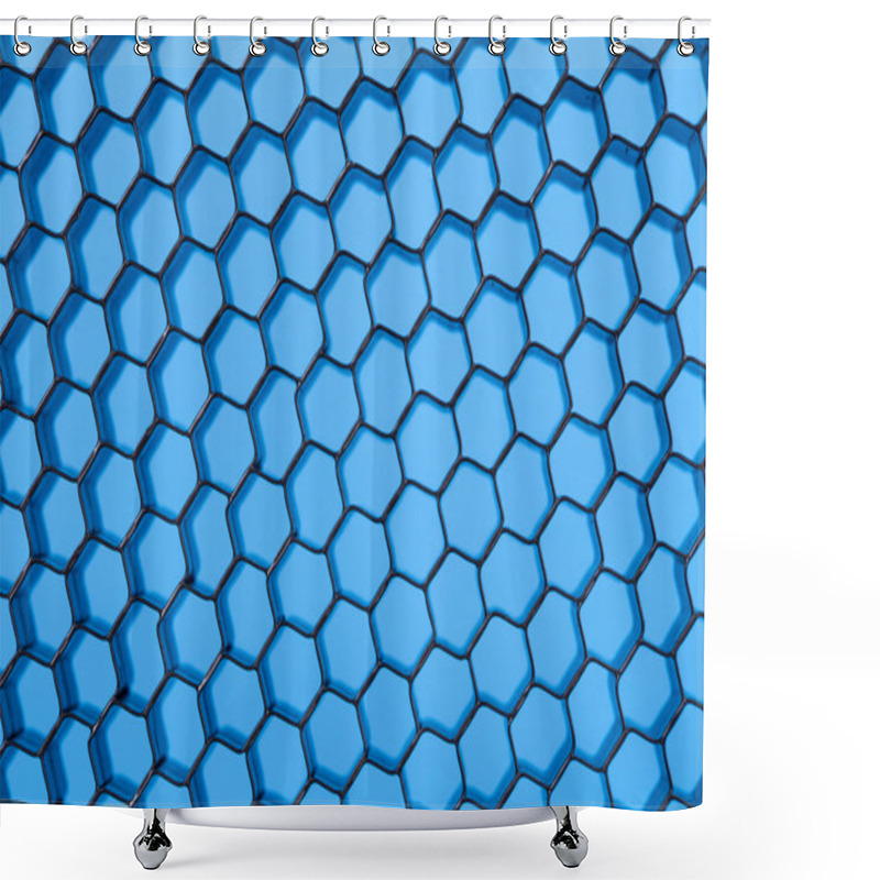 Personality  Honeycomb Grid Against Blue Background Shower Curtains