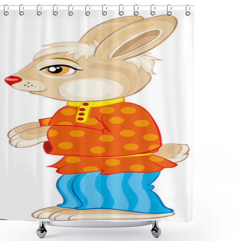 Personality  Cartoon Bunny Wearing Clothes Shower Curtains