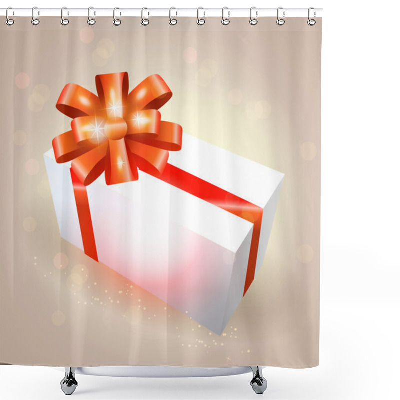 Personality  Vector Gift Box With Red Ribbon Shower Curtains