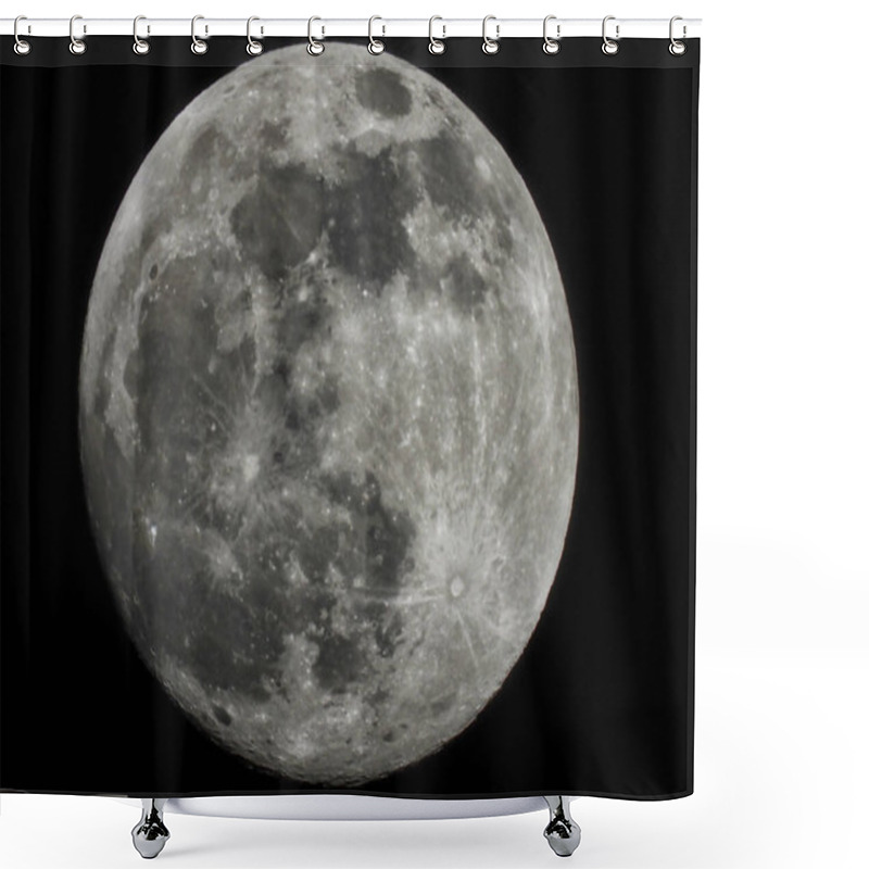 Personality  Full Moon Lights Up Dark Sky With White Moon Light In Closeup Of Shower Curtains