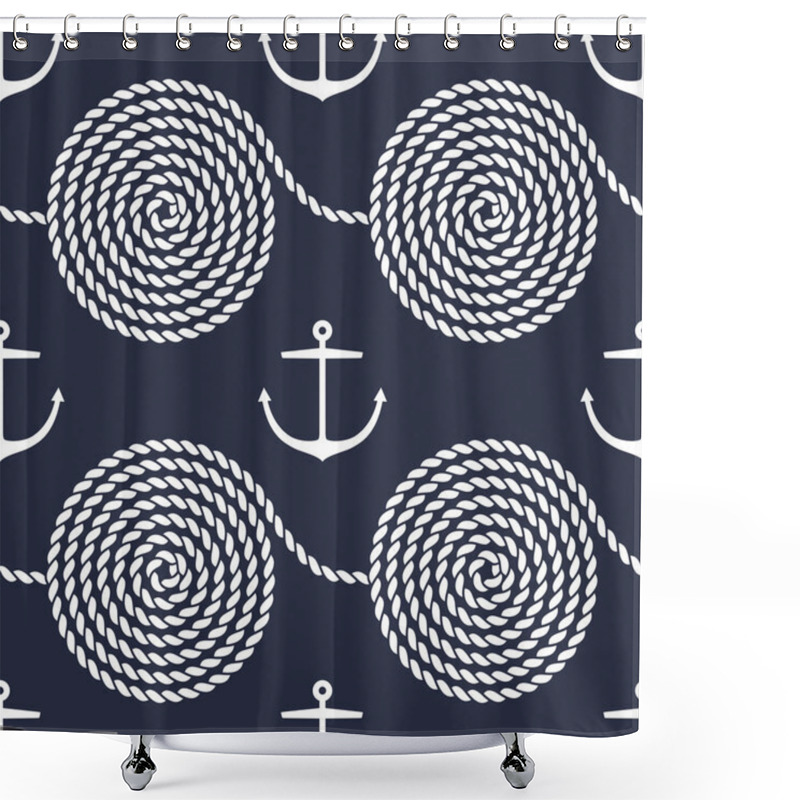 Personality  Pattern With Rope Spirals And Anchors Shower Curtains