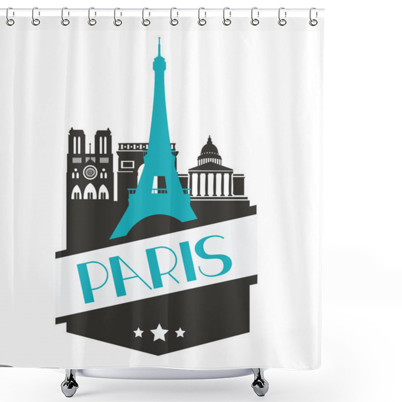 Personality  Logo, Label With Eiffel Tower Shower Curtains