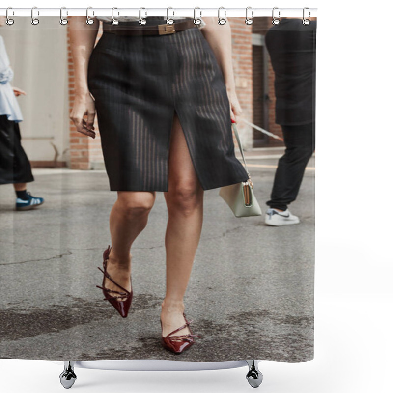 Personality  Fashion Details Outside Antonio Marras Show During Milan Fashion Week Womenswear Spring/Summer 2024. Shower Curtains