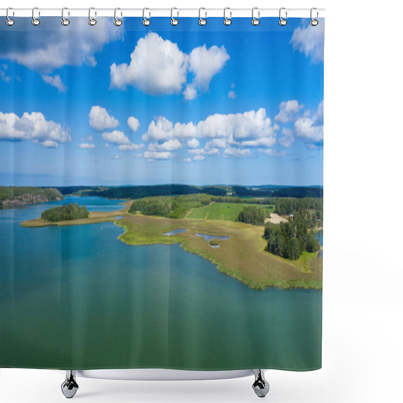 Personality  Aerial View Of Aland Islands At Summer Time. Finland. The Archip Shower Curtains