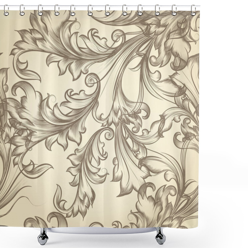 Personality  Vector Seamless Pattern For Wallpaper Design With Floral Swirls Shower Curtains